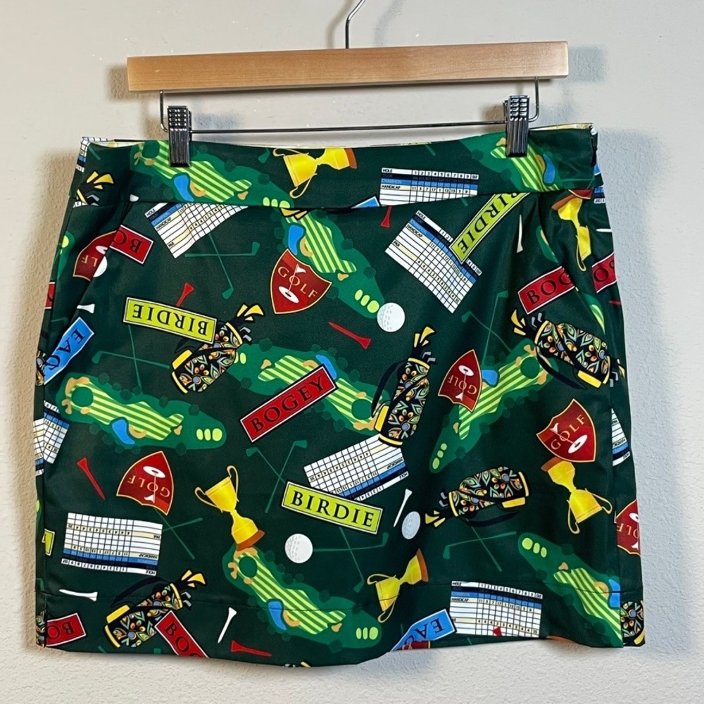 Loudmouth Golf Skort 10 Green Golf Course Print Active Mini Skirt Country Club